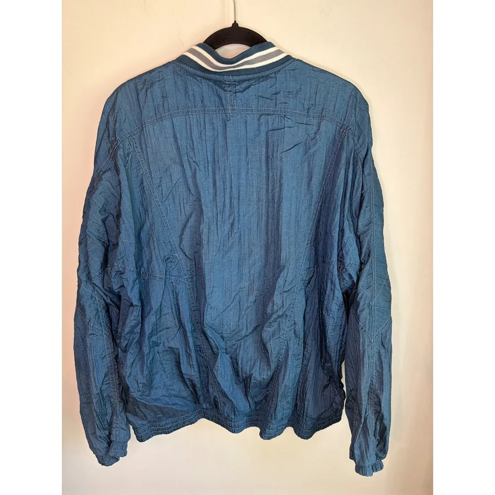 Lavon‎ Sportswear Vintage 80's 90's  Blue Crinkle Windbreaker Bomber  Zip Up